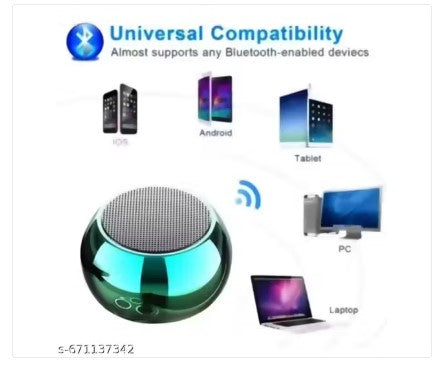 Mini Portable Wireless Bluetooth Speaker with LED Light – Metallic Finish