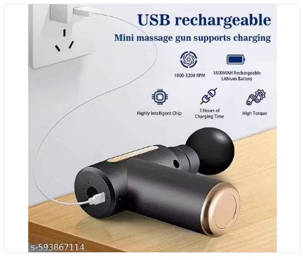 Deep Tissue Massage Gun – Pain Relief & Muscle Recovery Percussion Massager | 6 Speed, 4 Heads, Rechargeable & Quiet Motor