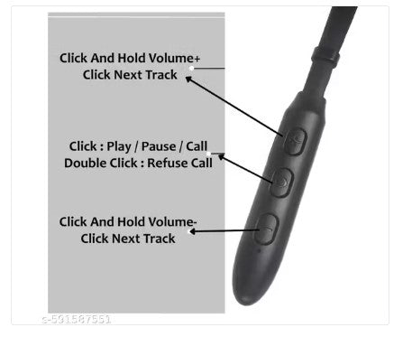 BT Sports Bluetooth Wireless Neckband Earphones with Mic – High Bass, 15H Playtime